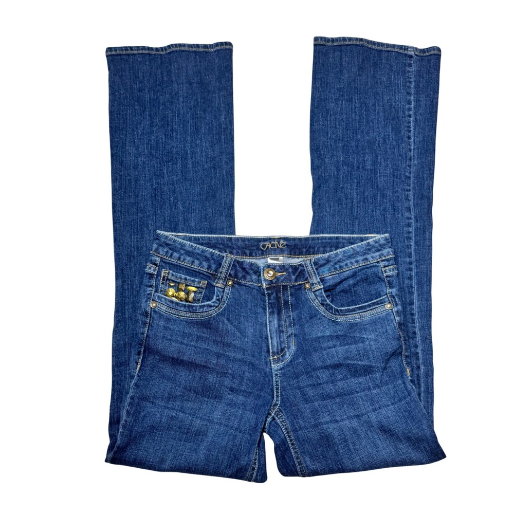 Vintage Y2K Cache Embellished Pocket Bootcut Jeans Women's Size 6 Low rise